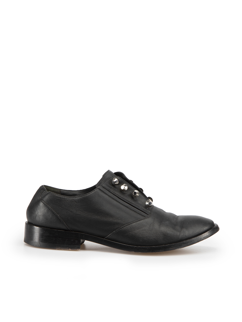 Balenciaga Pre-Owned Black Leather Stud Detail Oxford Shoes