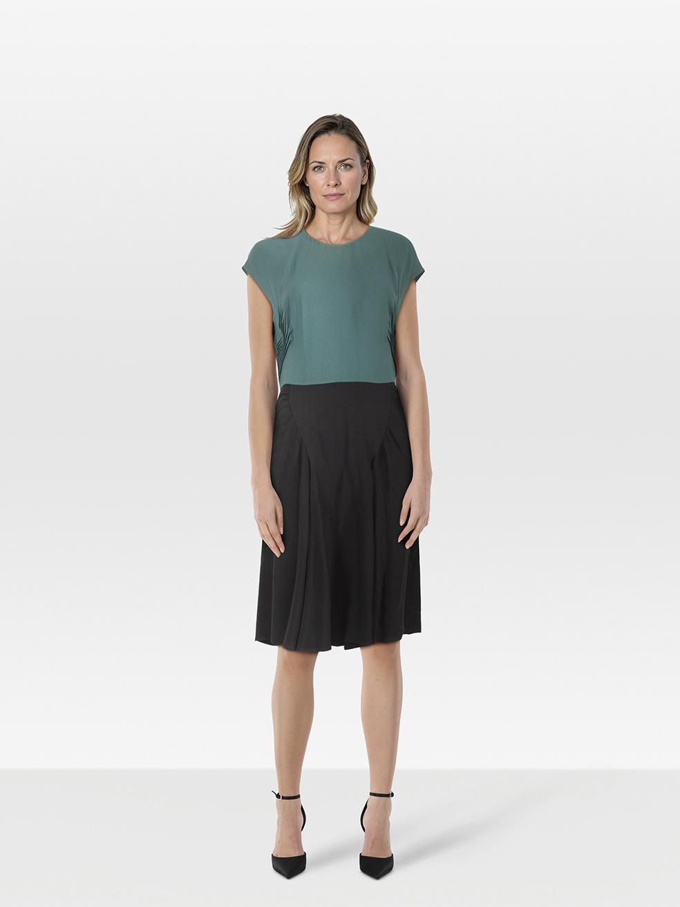 Prada Pre-Owned Green & Black Short Sleeve Dress
