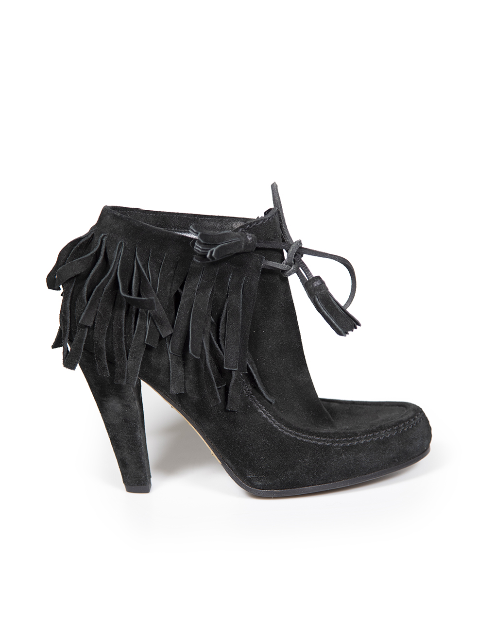 Gucci Pre-Owned Black Suede Fringe Heeled Ankle Boots