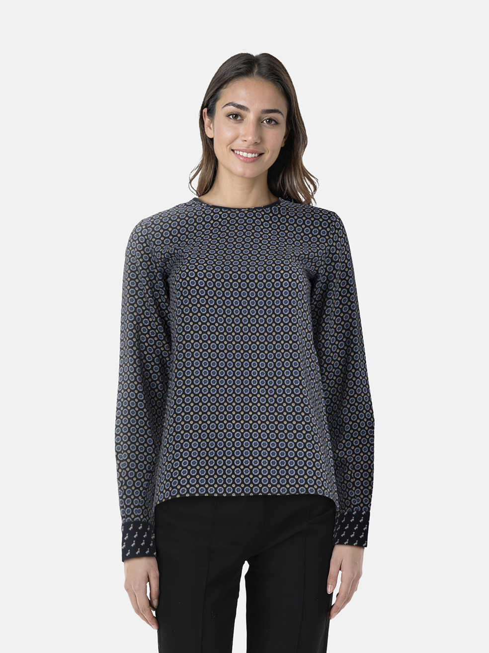 Stella Mccartney Women's Navy Floral Print Silk Blouse