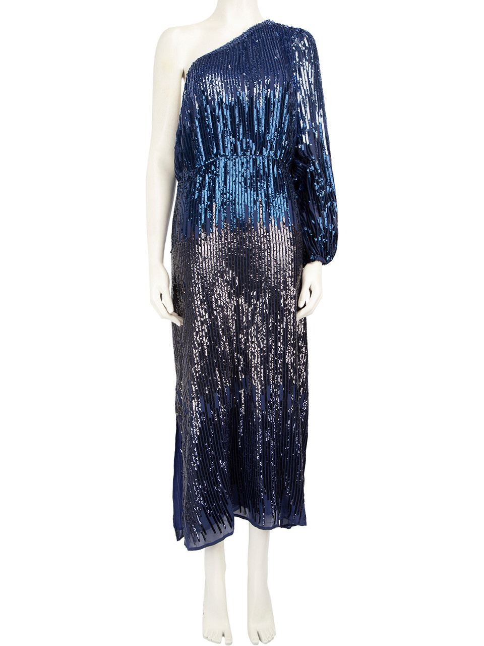 Rixo Blue Sequinned Maxi Dress