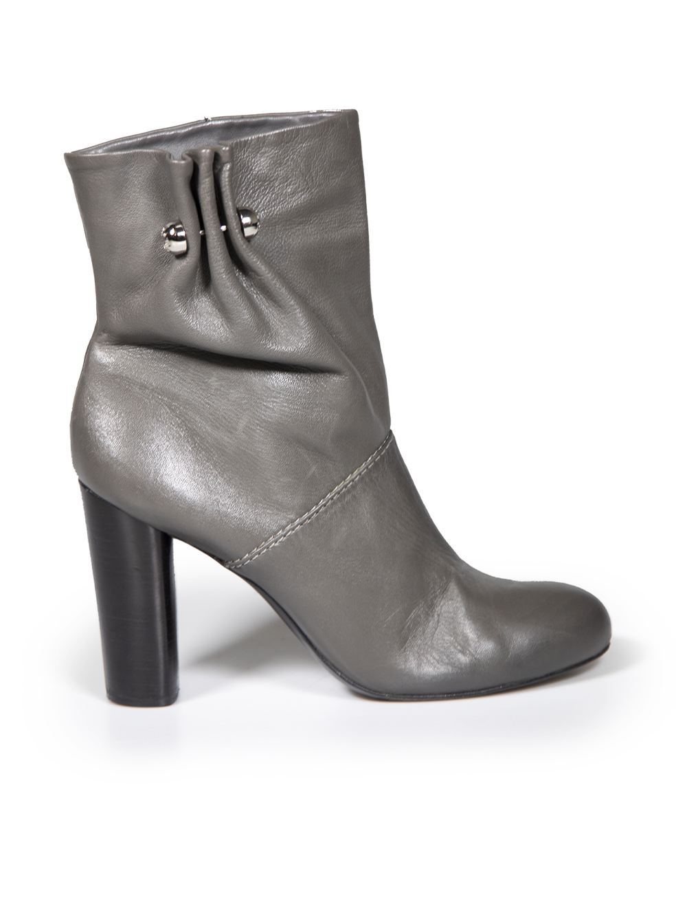 Tory Burch Pre-Owned Grey Leather Gathered Stud Ankle Boots