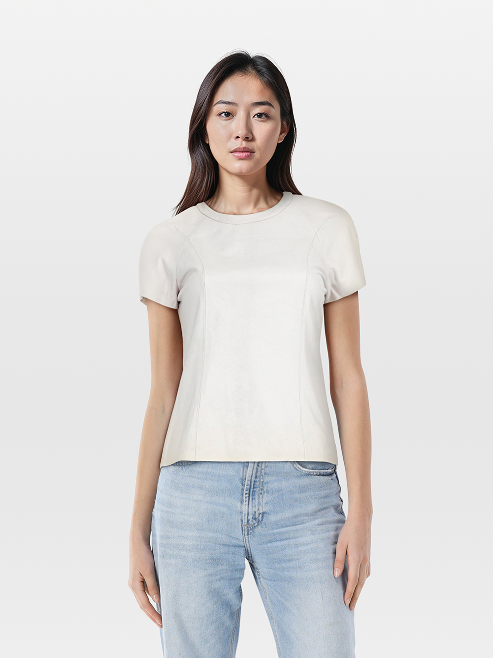 Alexander Wang Pre-Owned White Leather Short Sleeve Top