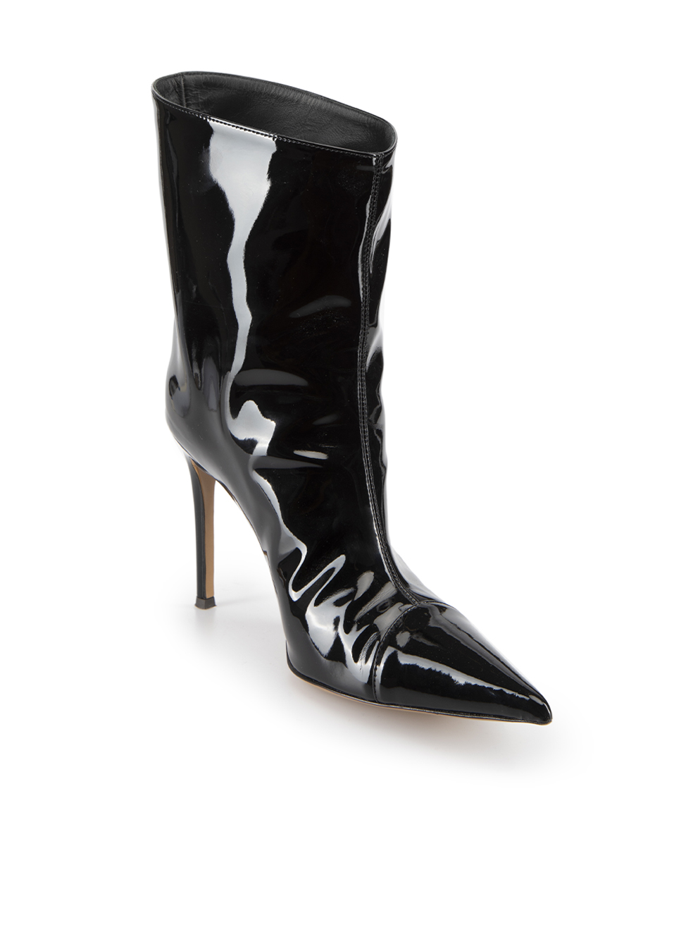 Alexandre Vauthier Black Patent Leather Pointed-Toe Heeled Ankle Boot