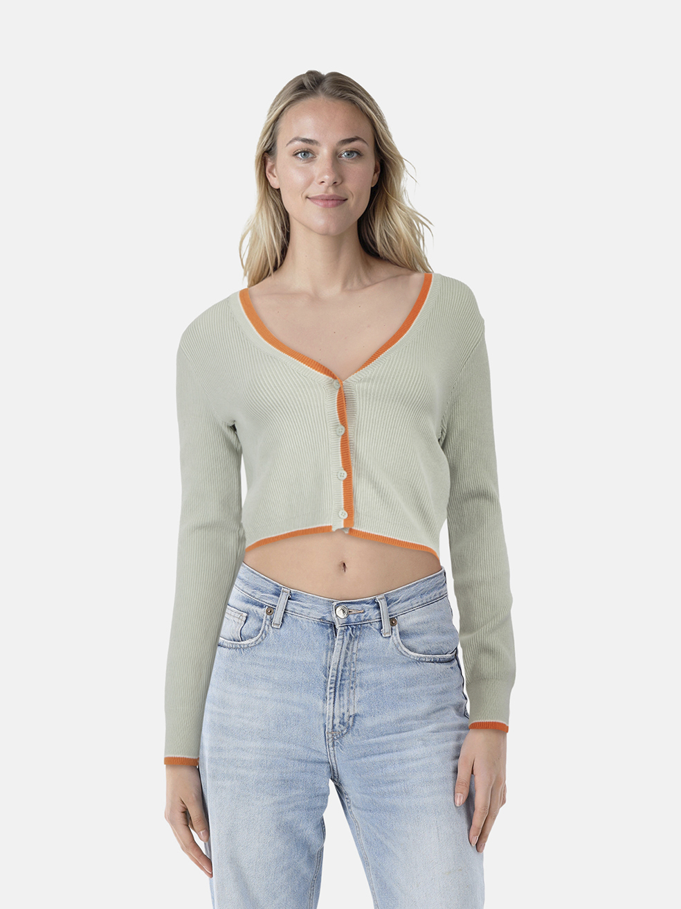 Diesel Green Cropped Knit Cardigan