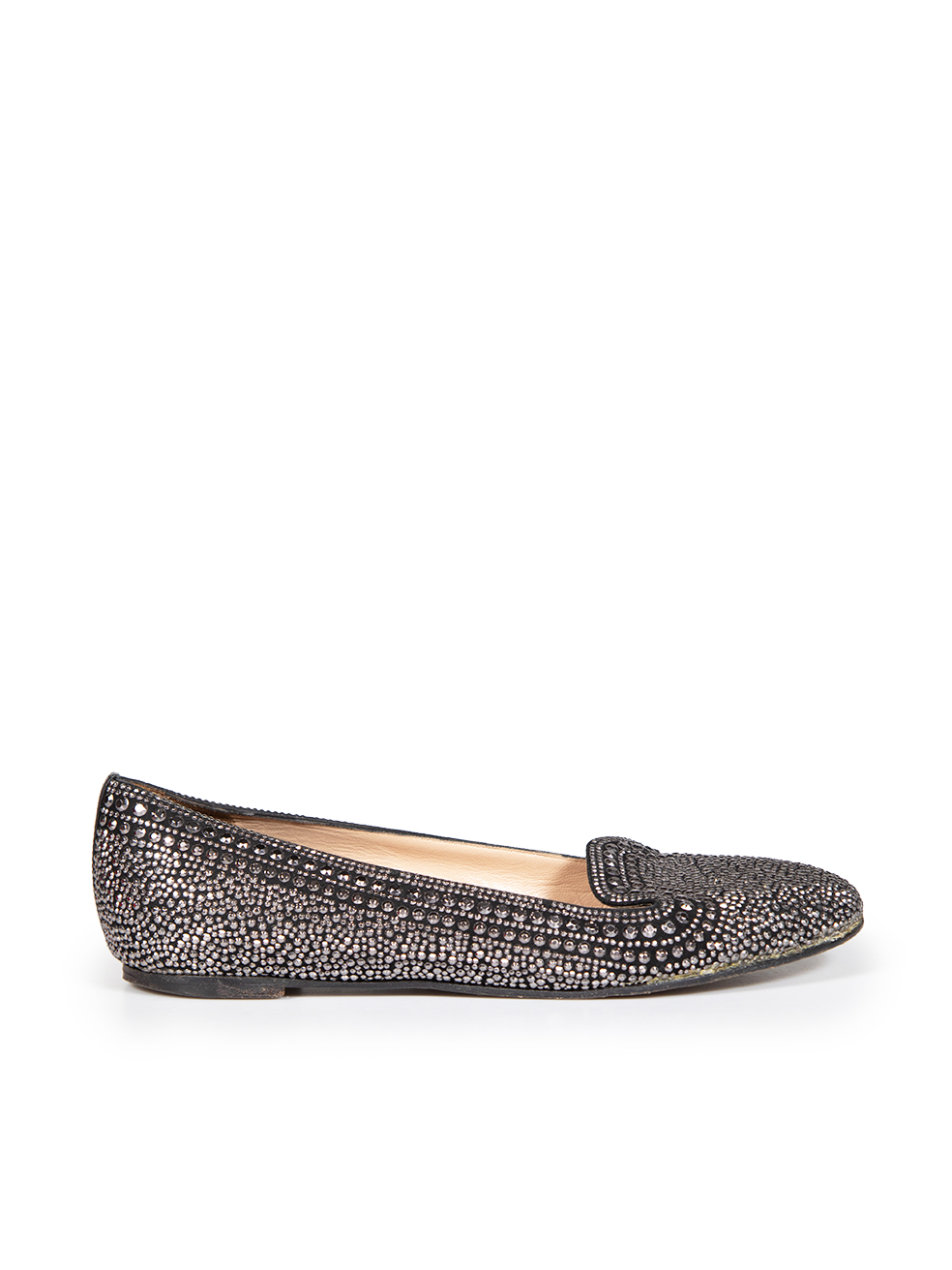 Valentino Garavani Pre-Owned Black Suede Silver Studded Flats