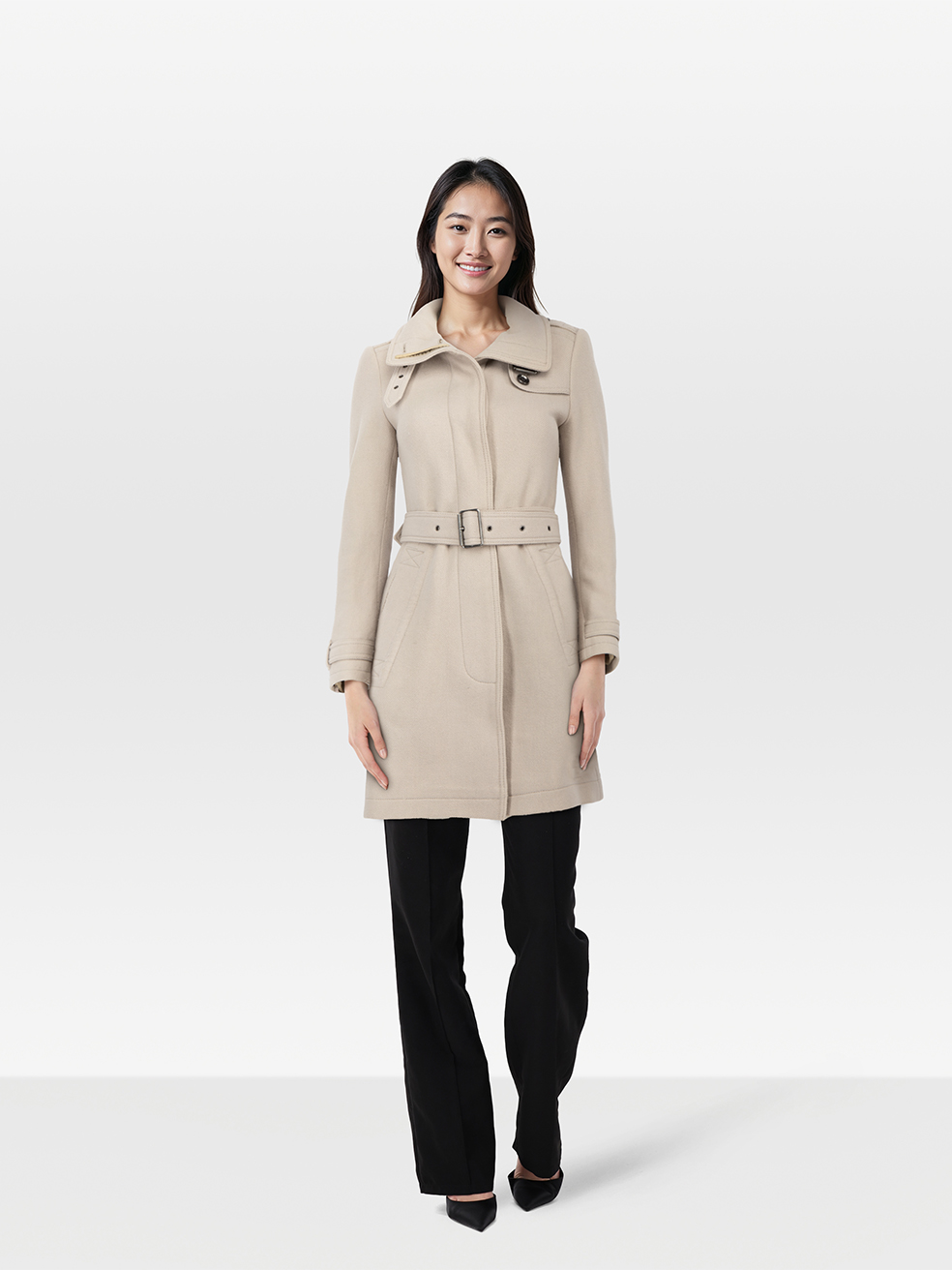 Burberry Pre-Owned Beige Wool Single Breasted Belted Coat