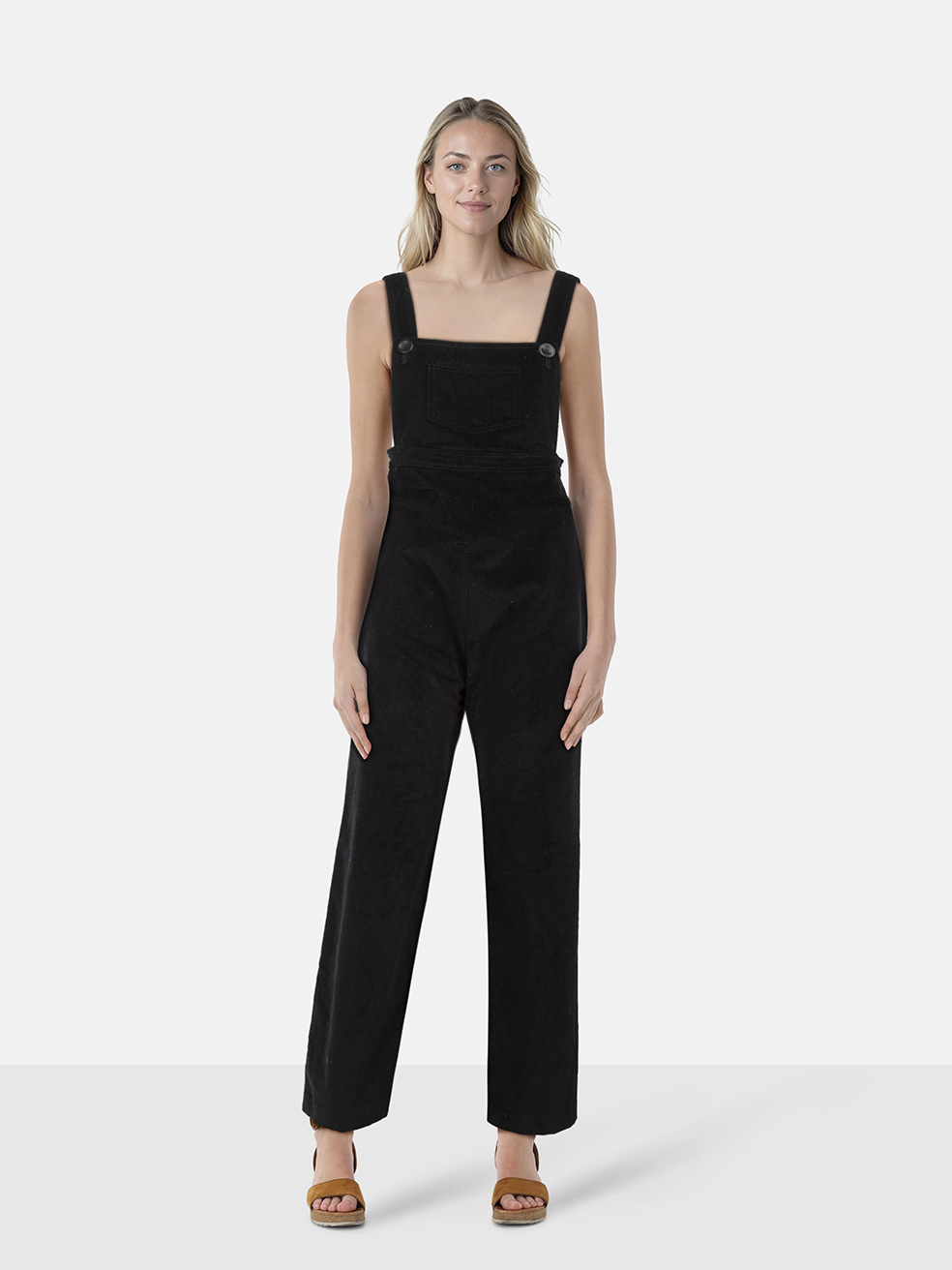 Reformation Black Velvet Wide Leg Dungarees