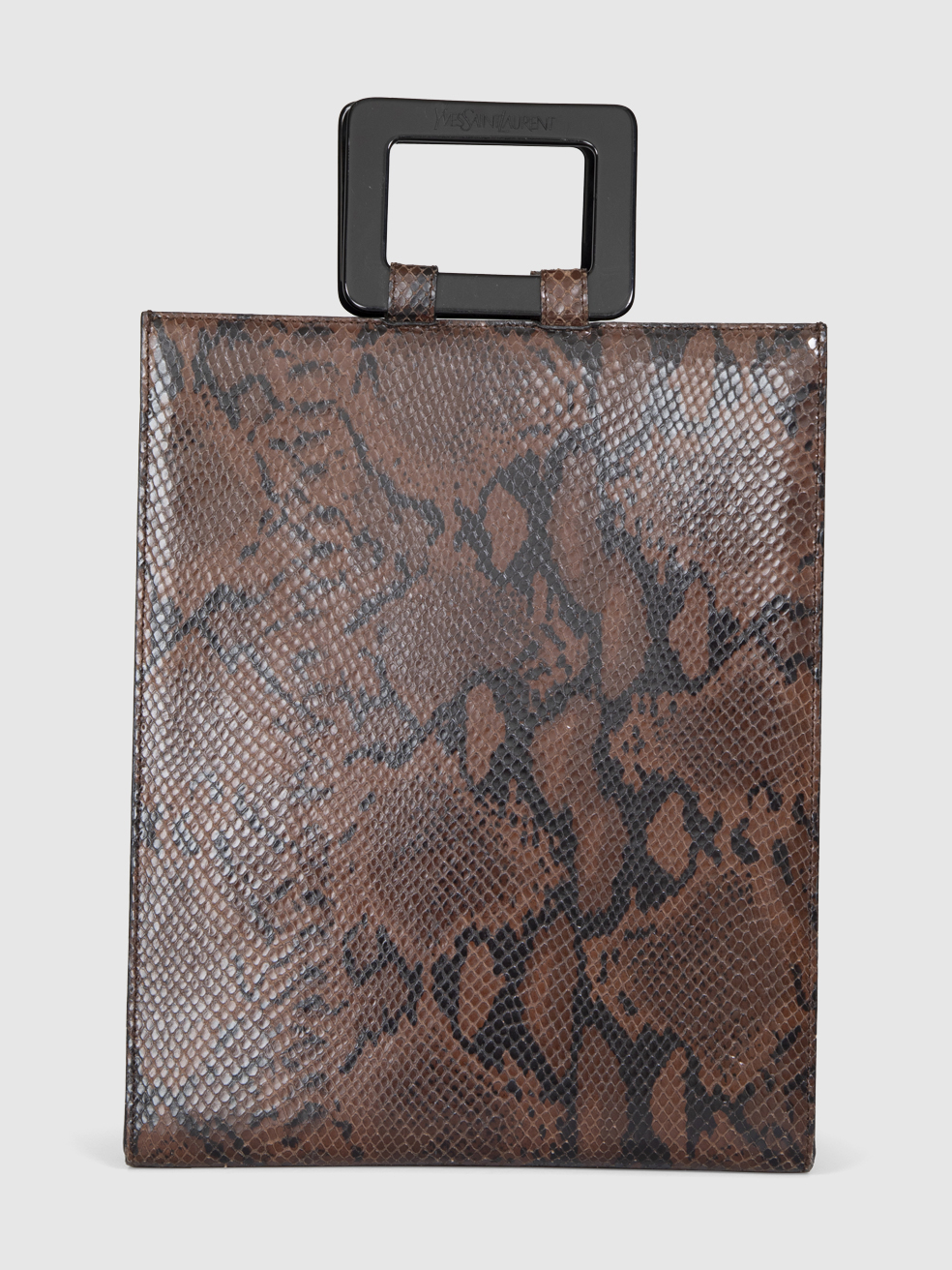 Saint Laurent Vintage Brown Leather Snake Embossed Bag