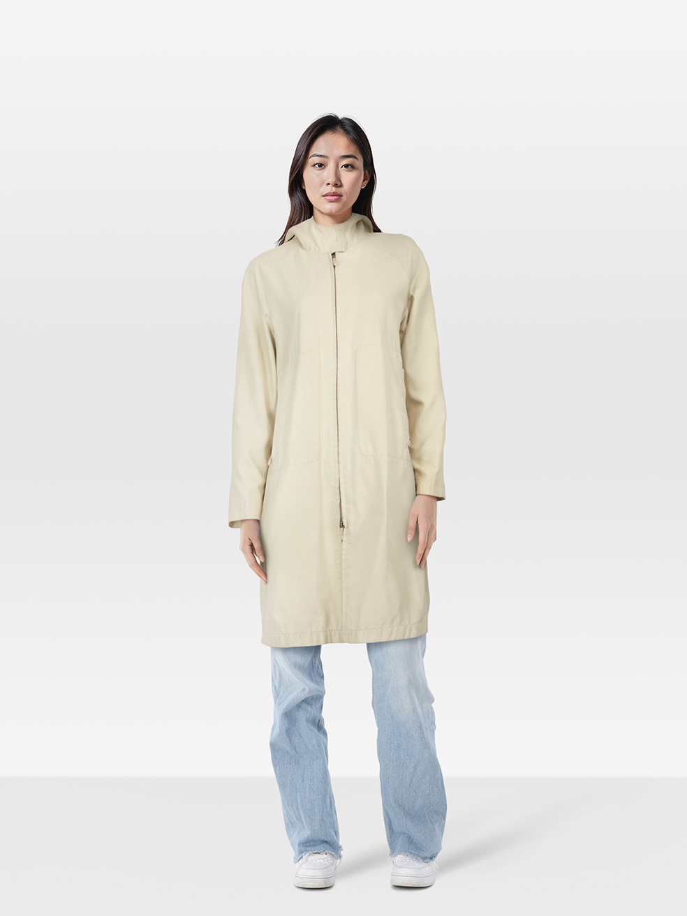 Burberry Pre-Owned Cream Hooded Trench Coat