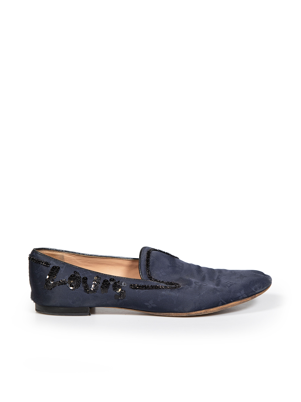 Louis Vuitton Pre-Owned Navy Beaded Monogram Loafers