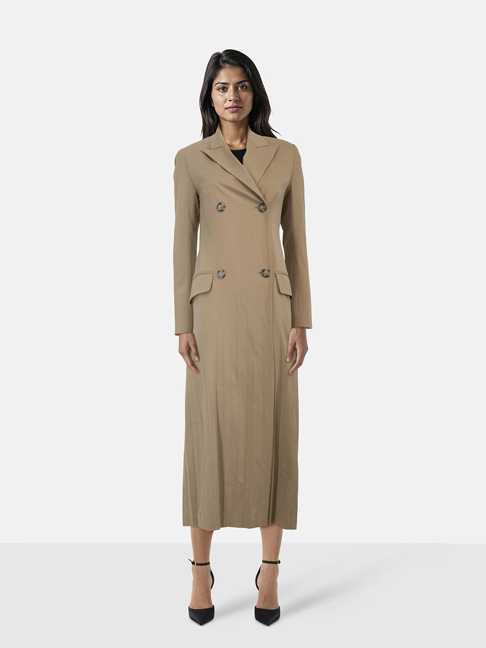Sportmax Beige Pleated Blazer Dress
