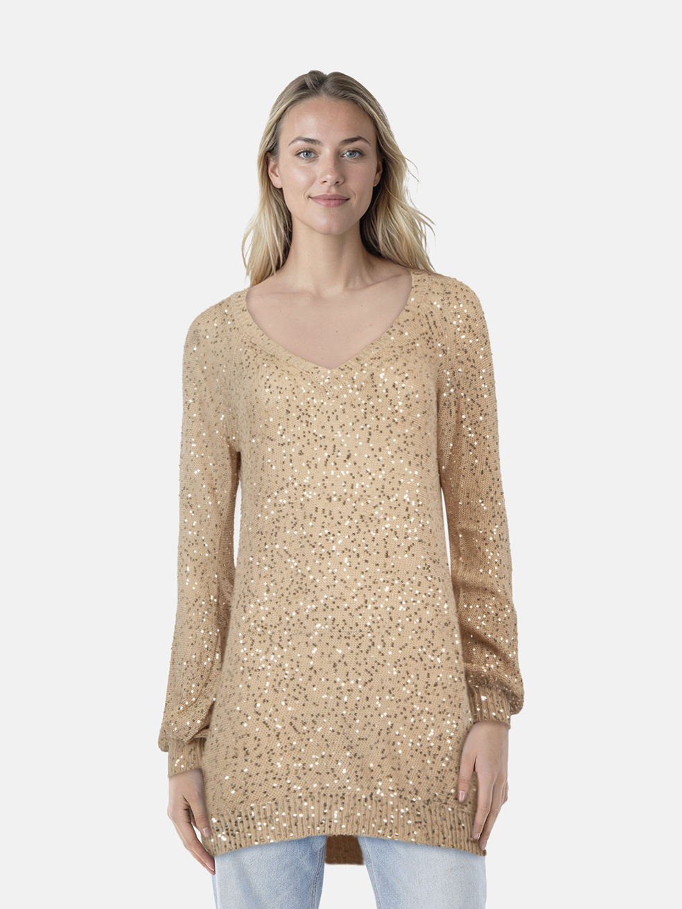 Stella McCartney Beige Sequinned Knit Jumper