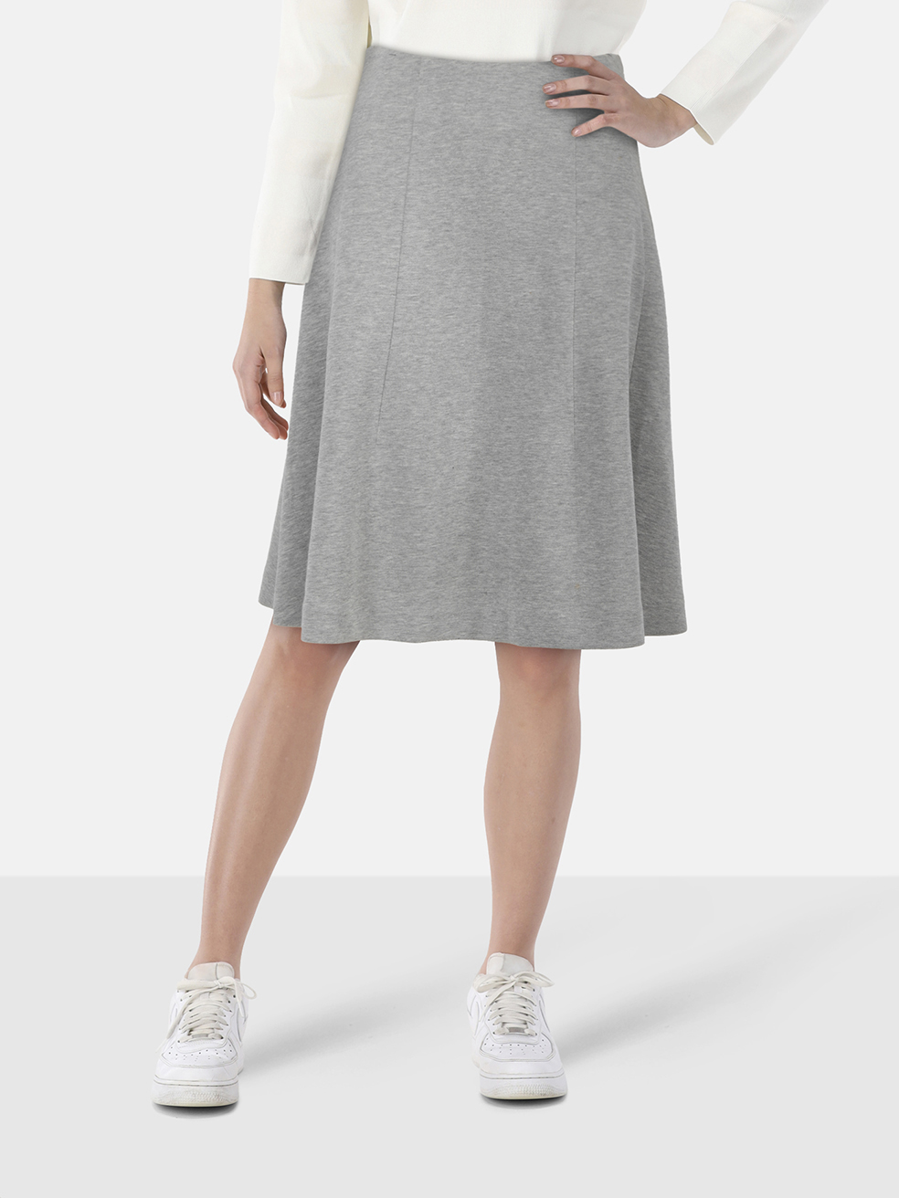 Saint Laurent Grey Knee Length Flared Skirt