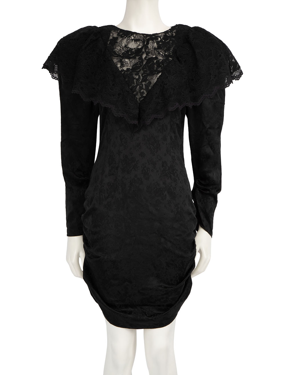 Magda Butrym Pre-Owned Black Floral Lace Ruched Dress