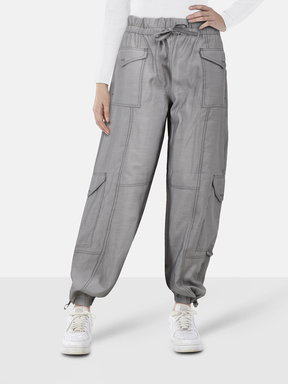 Ganni Frost Grey Paperbag Trousers