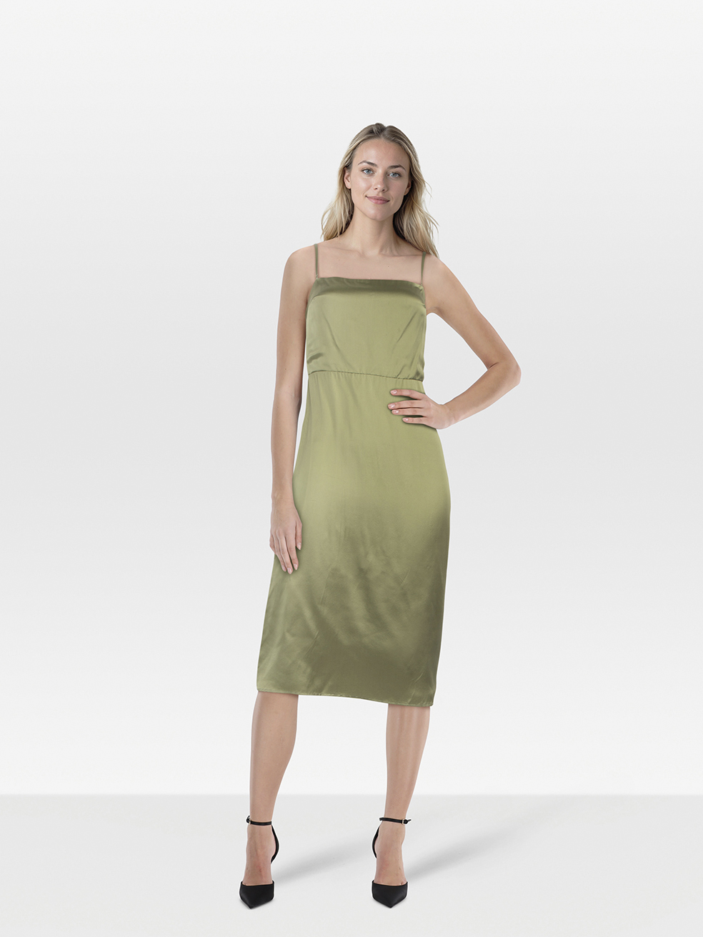 Reformation Green Silk Oaklie Midi Dress