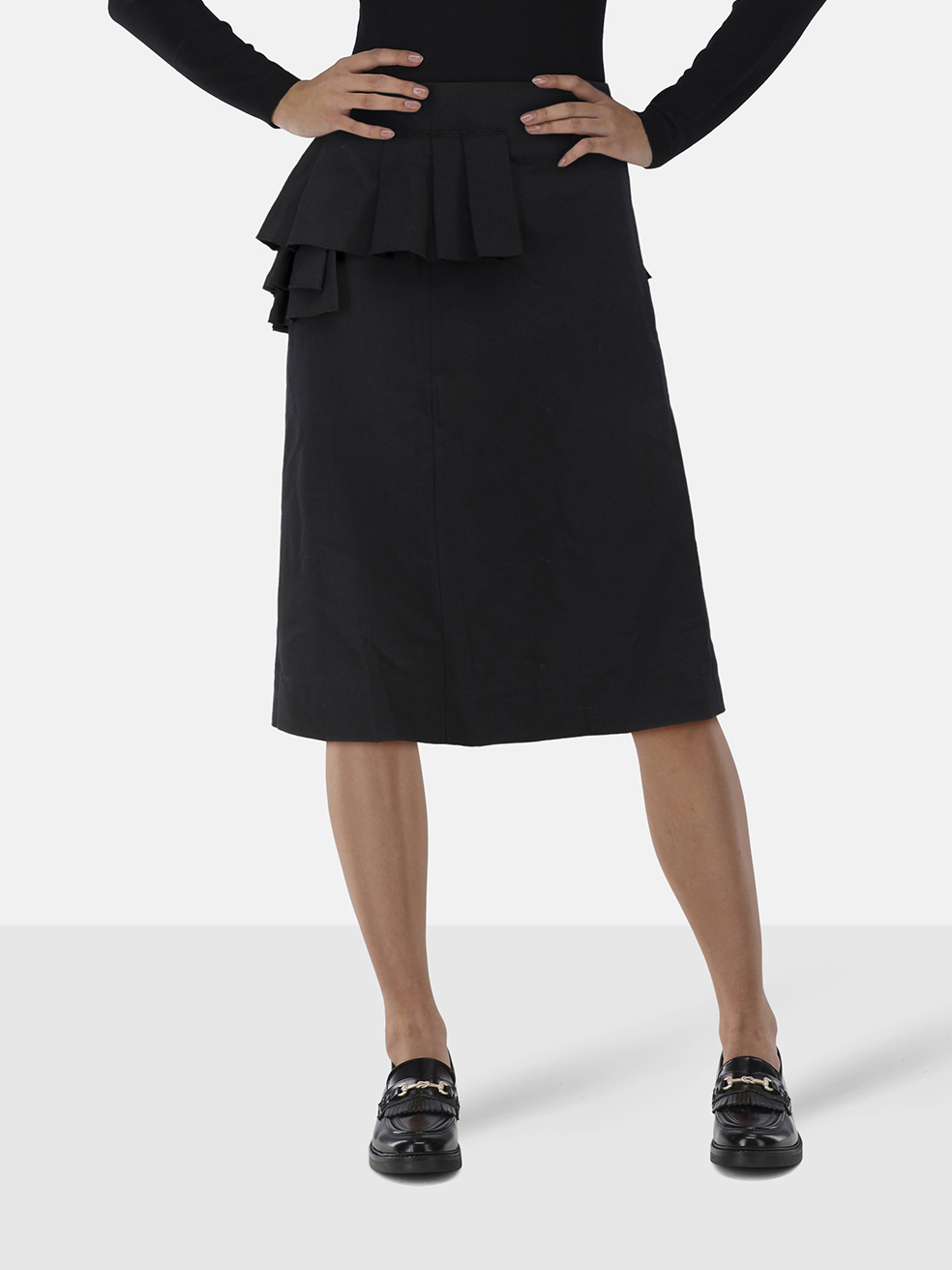 Marni Black Ruffled Knee Length Skirt