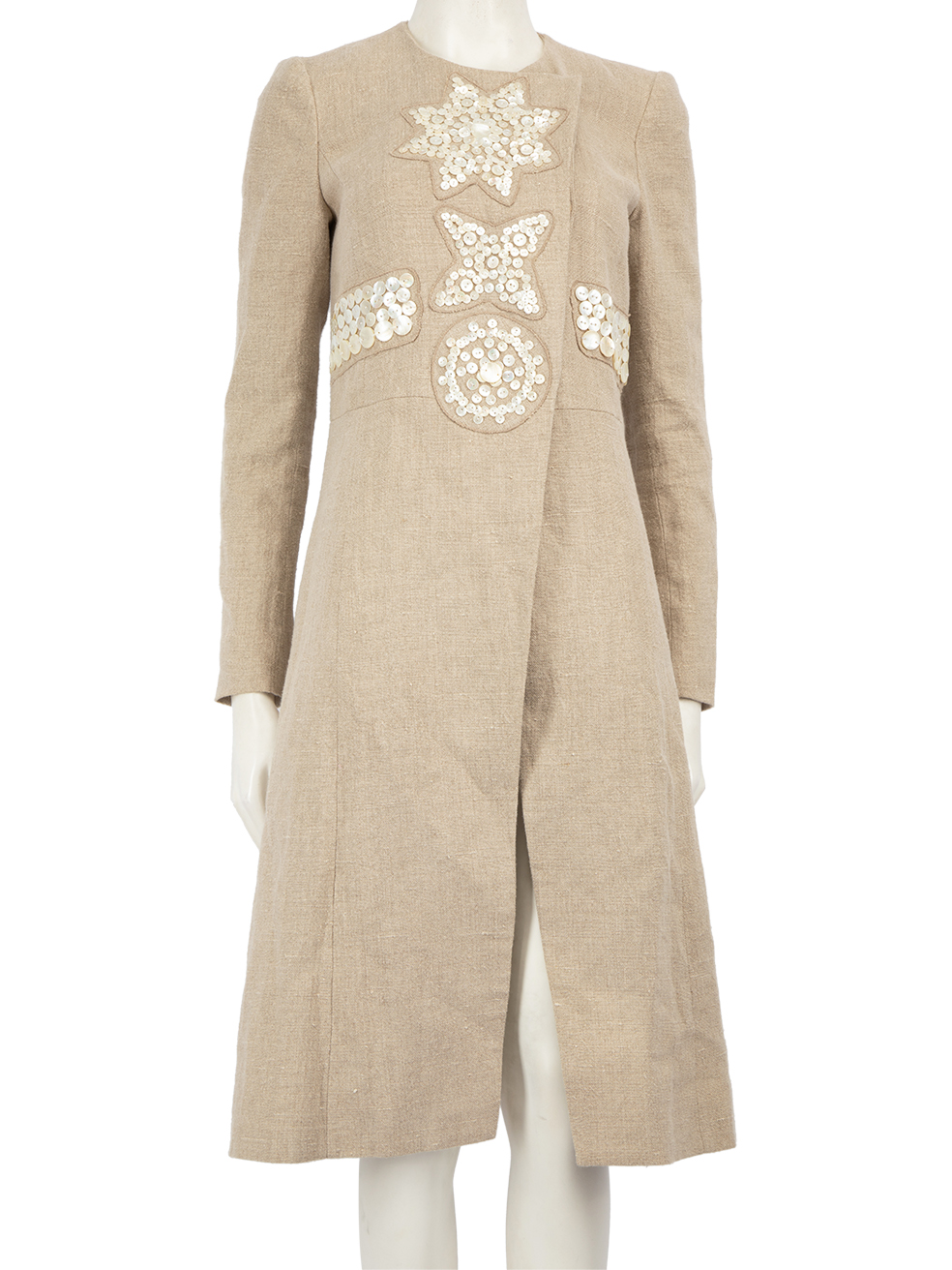 Altuzarra Pre-Owned Beige Linen Button Detail Long Coat