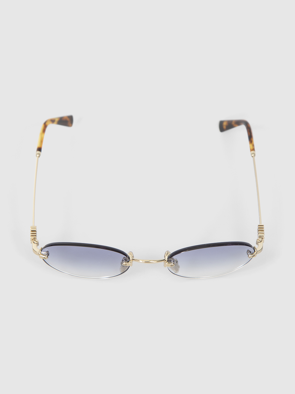 Miu Miu Gold Frame Blue Rimless Sunglasses
