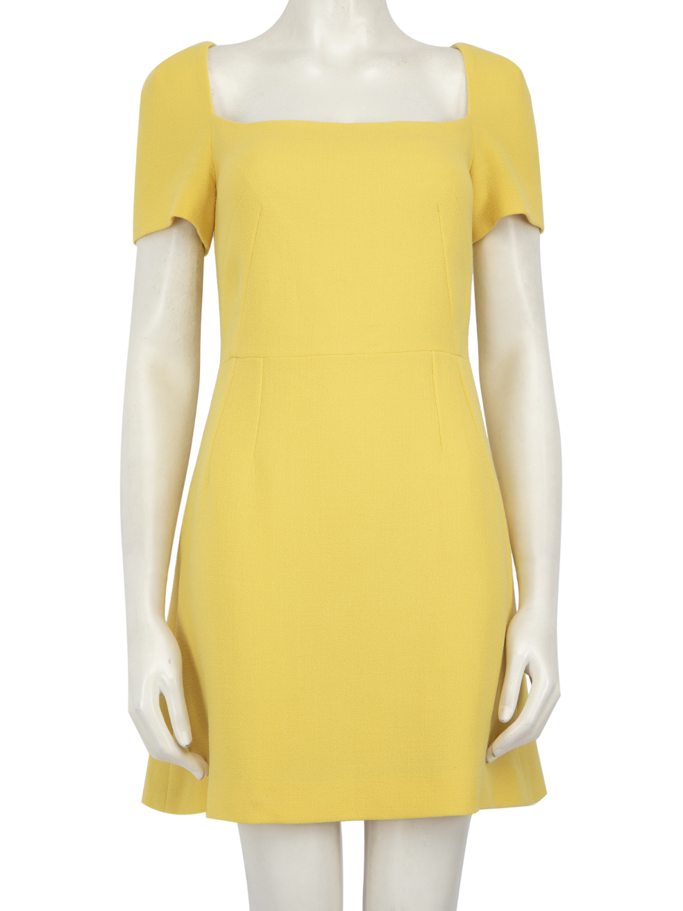 Dolce & Gabbana Pre-Owned Yellow Wool Square Neck Mini Dress