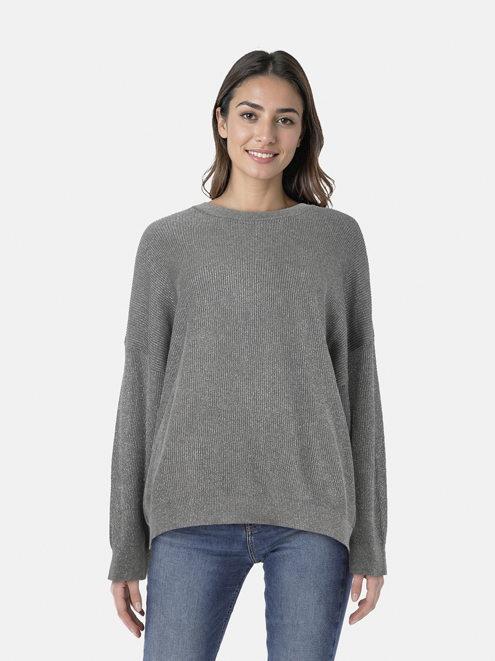 Brunello Cucinelli Grey Sparkly Knit Top