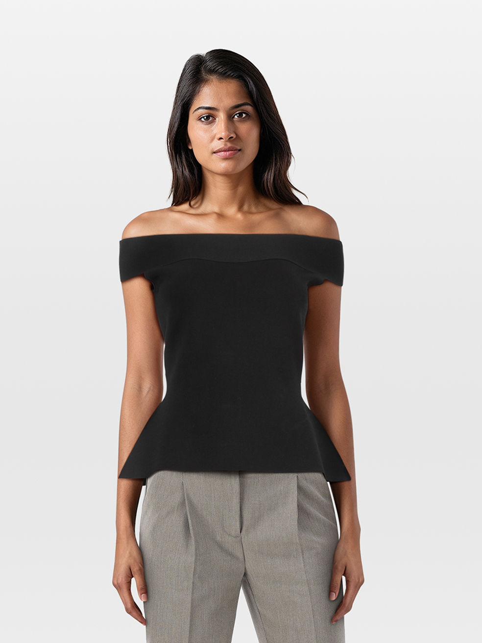 Roland Mouret Pre-Owned Black Off Shoulder Peplum Top