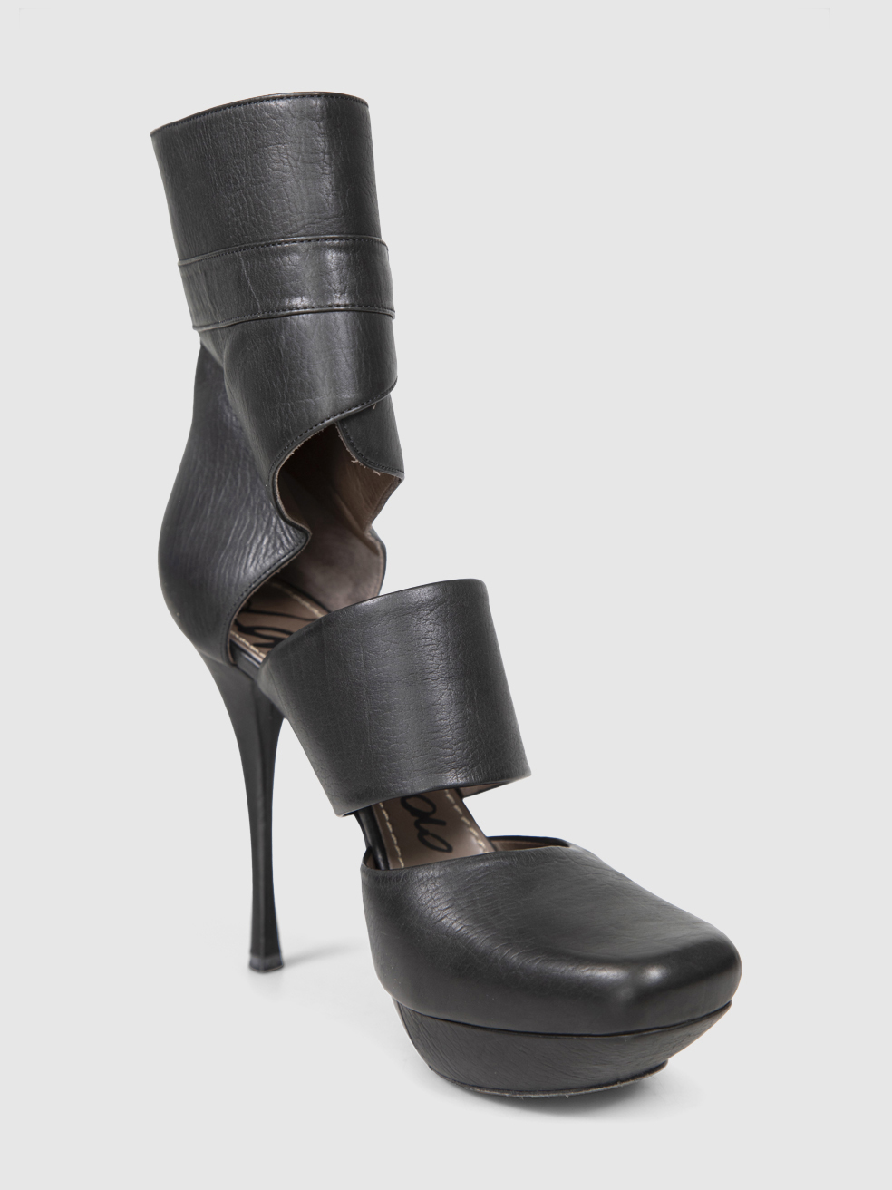 Lanvin Black Leather Cutout Ankle Boots