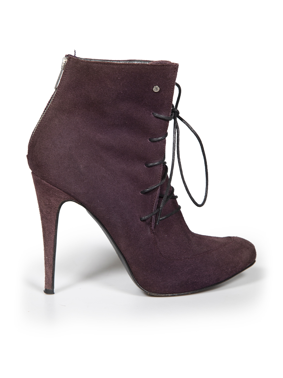Roberto Cavalli Pre-Owned Purple Suede Lace Up Ankle Boots