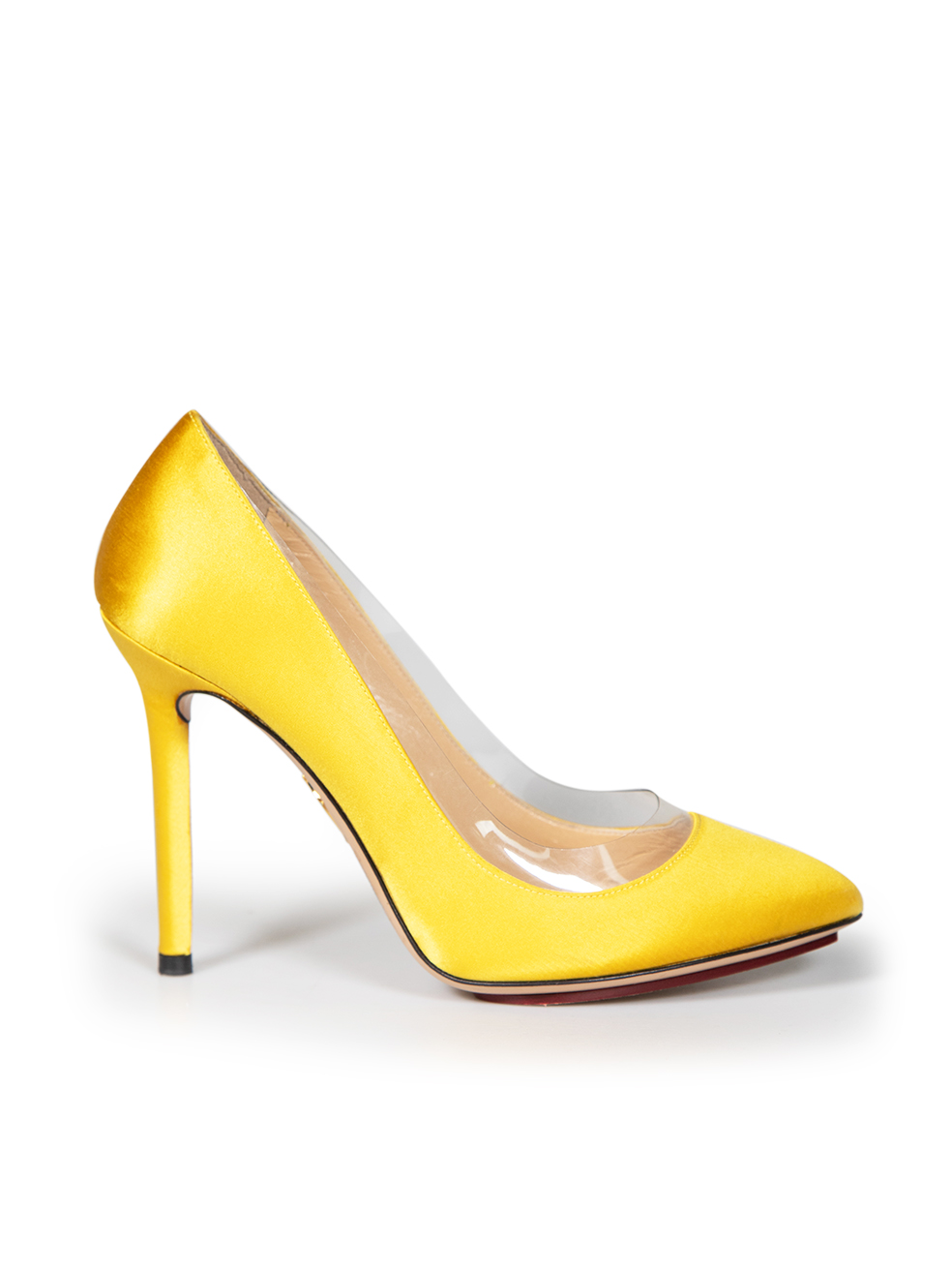 Charlotte Olympia Pre-Owned Yellow Satin & PVC Pumps
