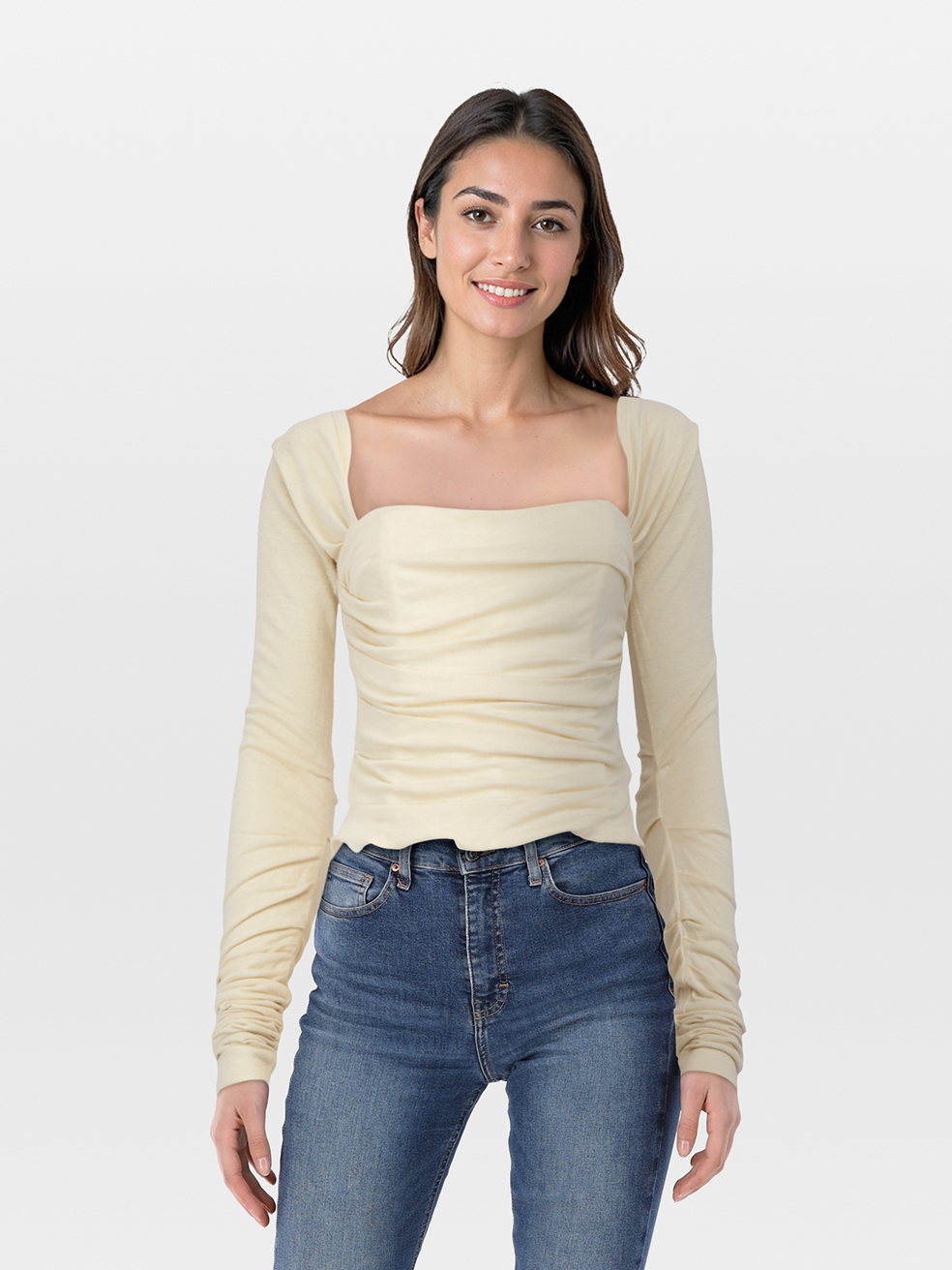 Dolce & Gabbana Pre-Owned Ecru Strappy Long Sleeve Corset Top