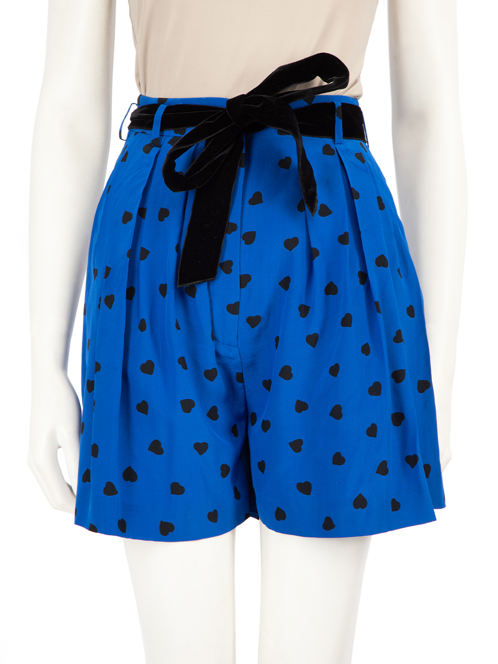 Valentino Garavani Pre-Owned Blue Silk Heart Print Shorts