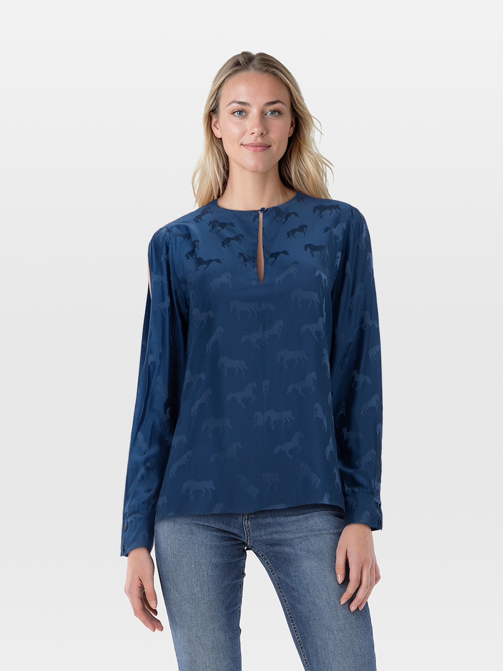 Stella McCartney Pre-Owned Blue Silk Horse Print Blouse