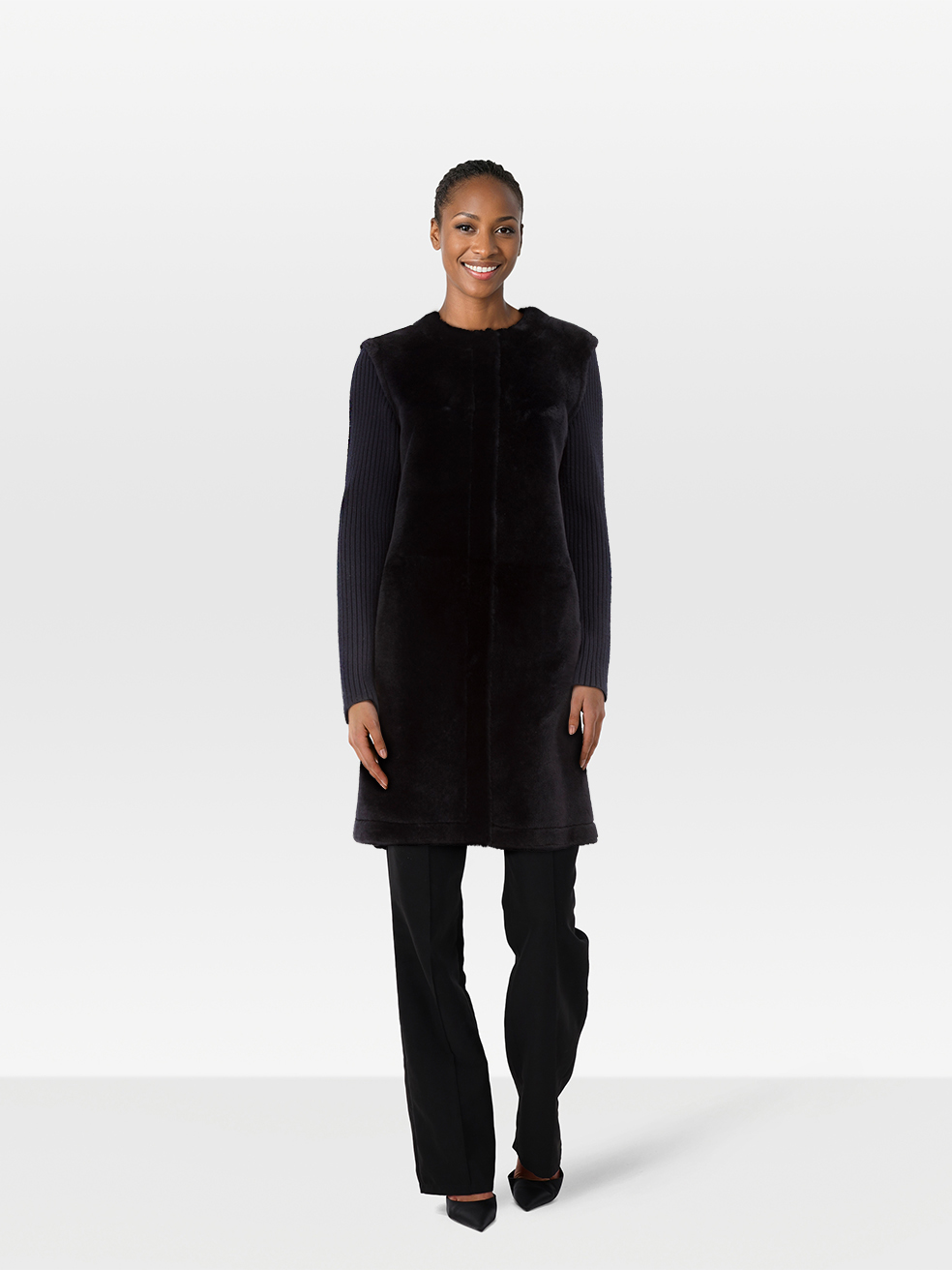 Theory Pre-Owned Navy Shearling Panel Coat