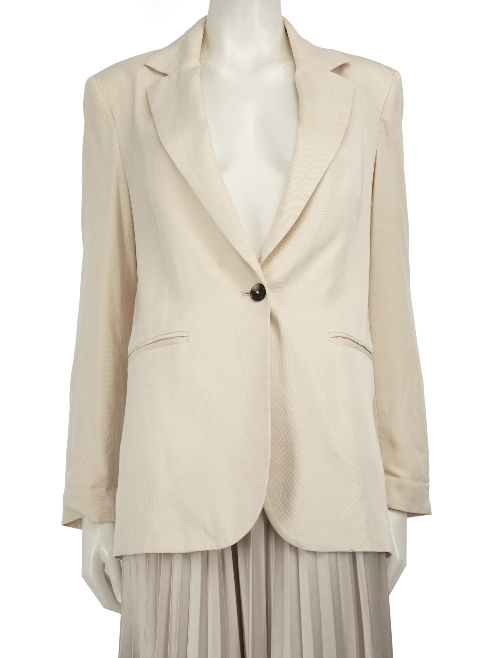 Reformation Pre-Owned Cream Single Breasted Padded Blazer