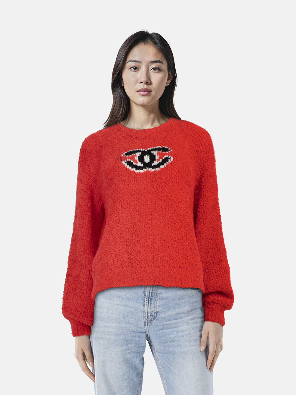 Chanel Red Wool Teddy Knit CC Jumper