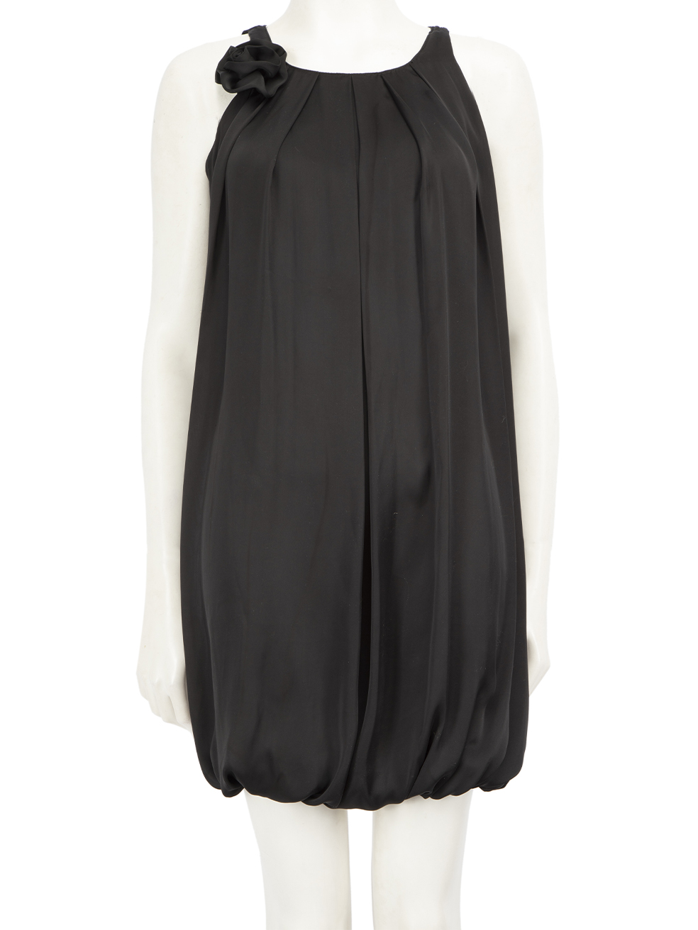 Max Mara Pre-Owned Black Silk Pleated Floral Detail Dress