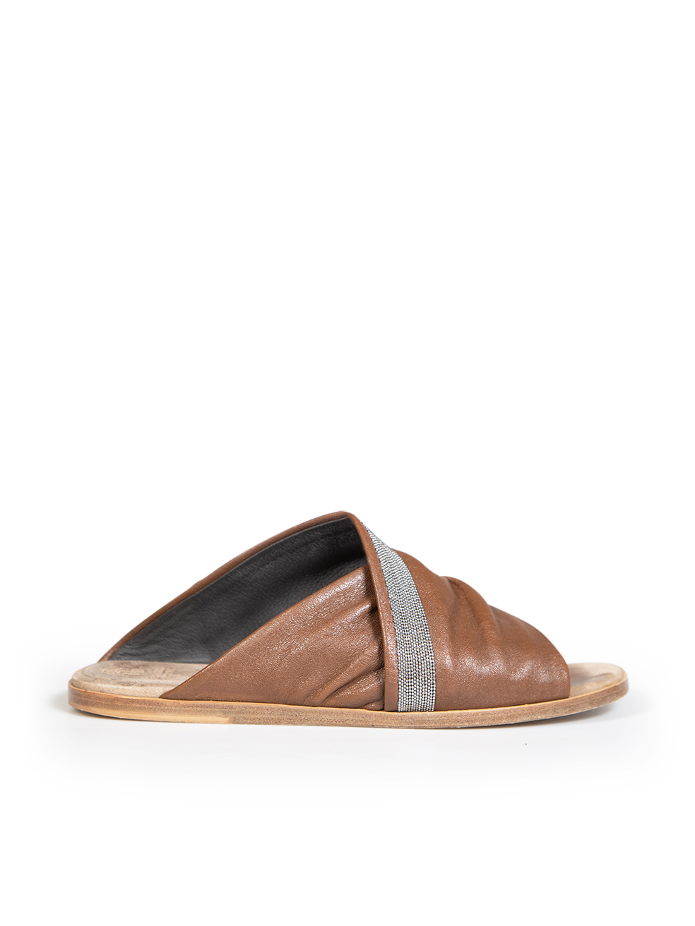 Brunello Cucinelli Pre-Owned Brown Leather Beaded Slides