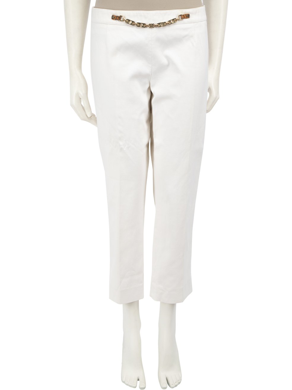 C�line White Chain Detail Cropped Trousers