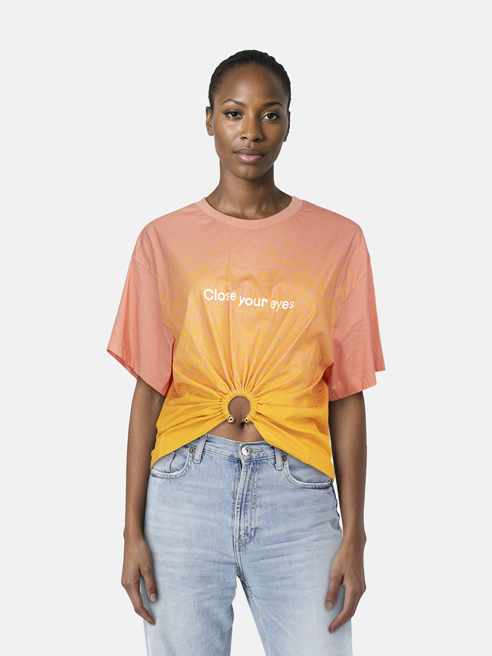 Paco Rabanne Ombr� Pink & Orange Cropped Top