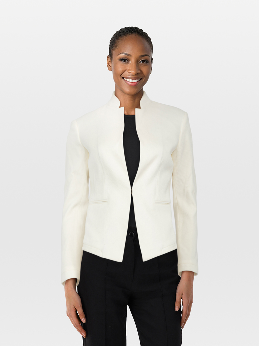 Rag & Bone White Collarless Hook Front Blazer