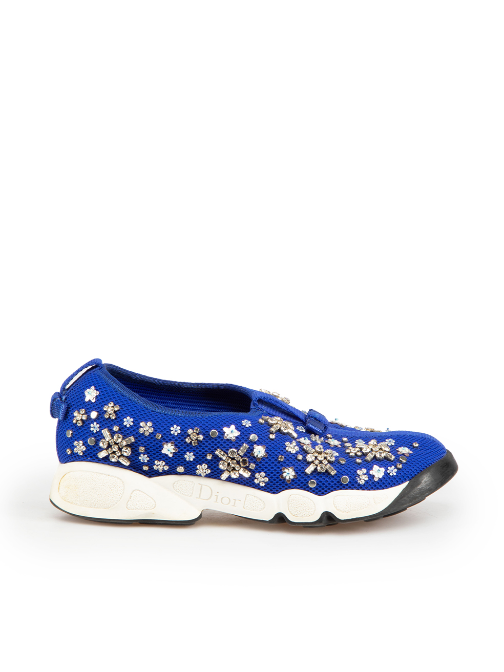 Dior Pre-Owned Cobalt Blue Embellished Fusion Trainers