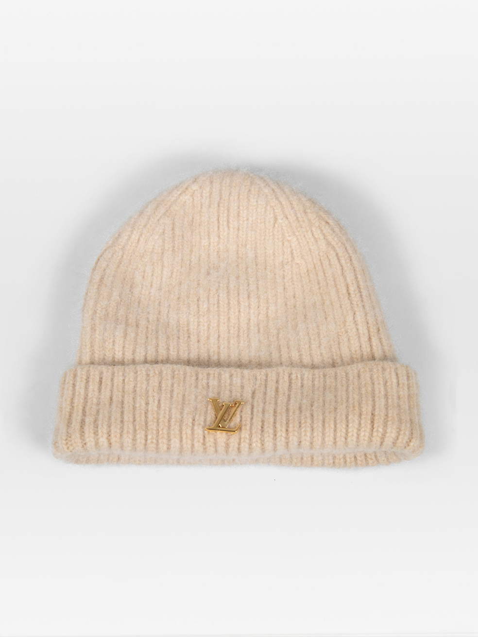 Louis Vuitton Pre-Owned Beige Cashmere Logo Beanie