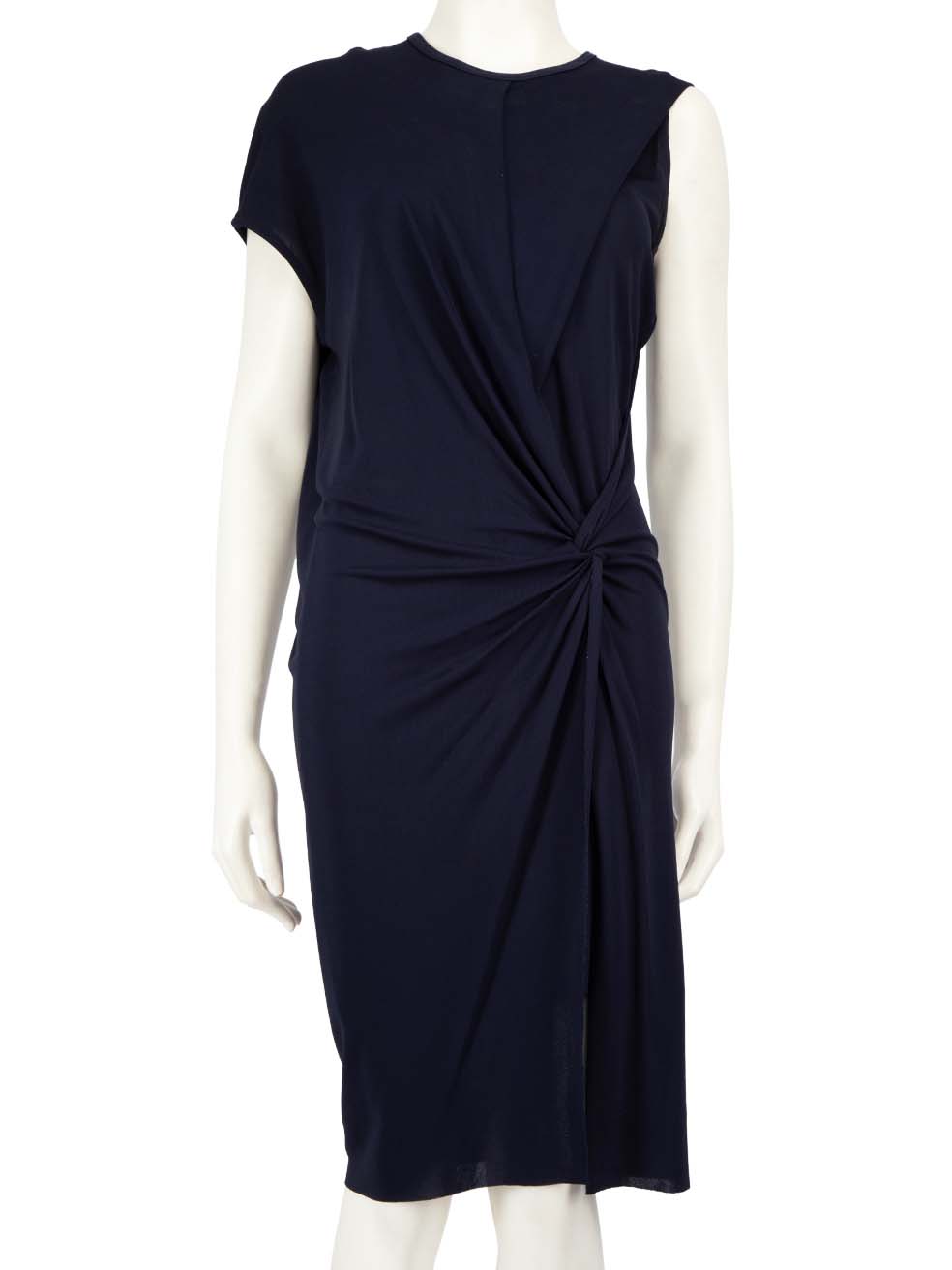 Helmut Lang Pre-Owned Navy Ruched Asymmetric Knee Length Dress