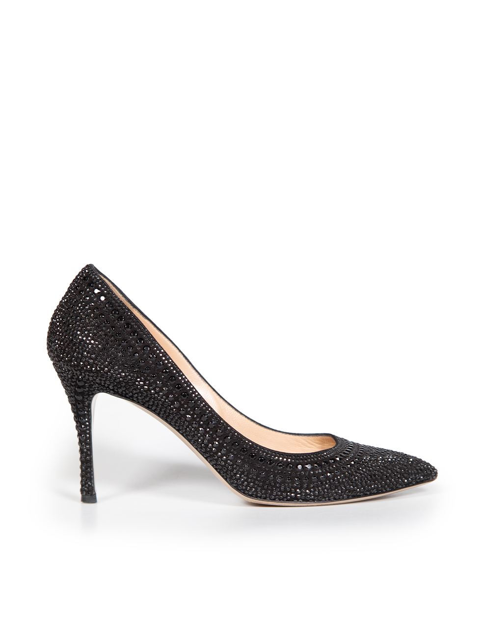 Valentino Garavani Pre-Owned Black Suede Crystal Embellished Pumps