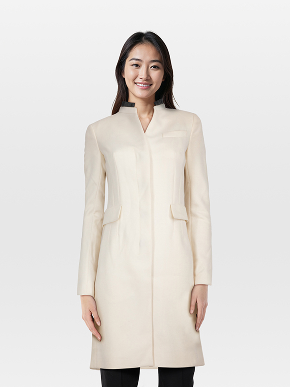Akris Pre-Owned Ecru Wool Long Blazer Jacket
