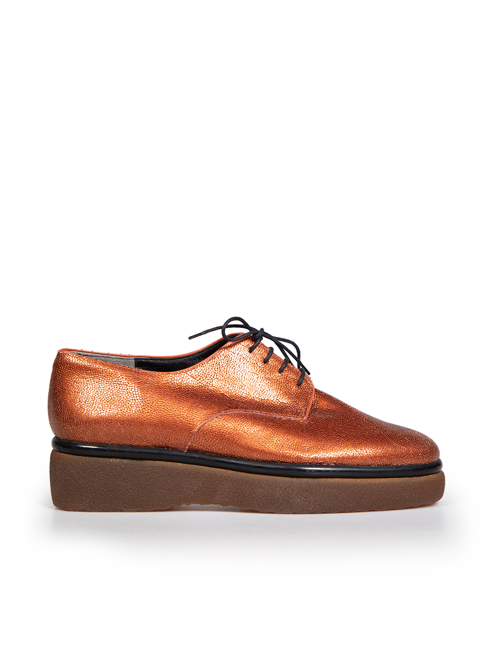 Clergerie Pre-Owned Brown Metallic Leather Platform Oxfords