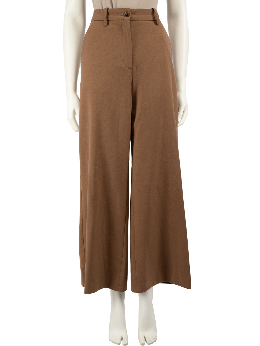 Maje Pre-Owned Brown Wool Wide Leg Trousers