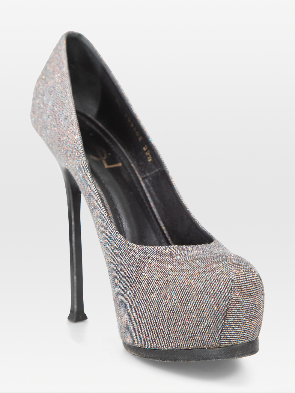 Saint Laurent Silver Sparkle Detail Pumps