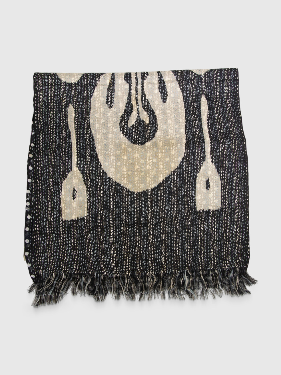 Dries Van Noten Black & White Abstract Pattern Scarf